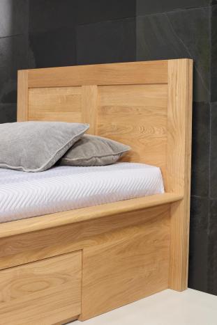 Cama colección naturaleza fabricada en madera de roble macizo estilo contemporáneo 