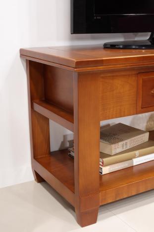 Mueble de TV Adéline fabricado en madera de cerezo macizo en estilo Rústico