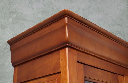 Biblioteca de 2 puertas modelo Camille en madera de cerezo maciza, estilo Luis Felipe