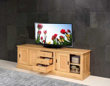 Mueble para TV Jean-Lin en roble macizo de estilo Luis Felipe