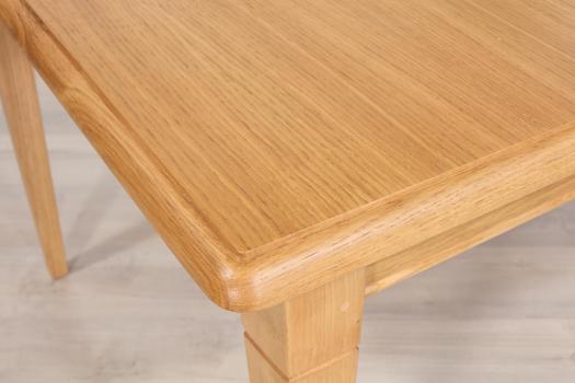 Mesa de comedor Jerome de roble de estilo Louis Philippe 140x100 1 extensión