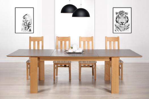 Mesa de comedor rectangular lsaac fabricada en madera de roble y cerámica de estilo Contemporáneo 
