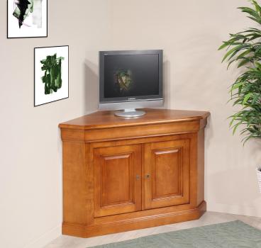 Mueble de TV esquinero de 2 puertas fabricado en madera de cerezo maciza en estilo Louis Philippe