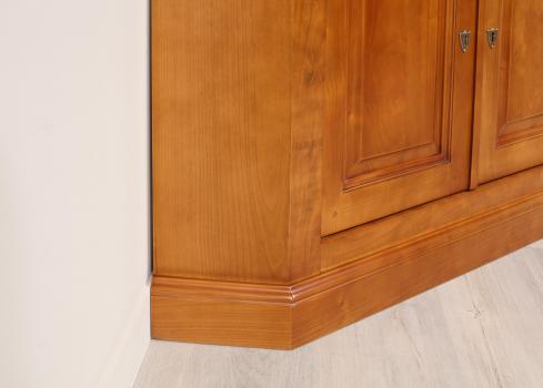 Mueble de TV esquinero de 2 puertas fabricado en madera de cerezo maciza en estilo Louis Philippe