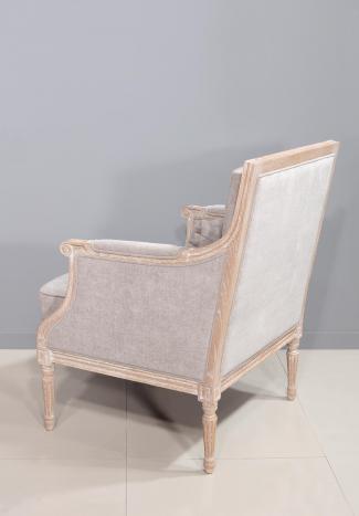 Sillón estilo Luis XVI de roble macizo con tejido Elastron Boston