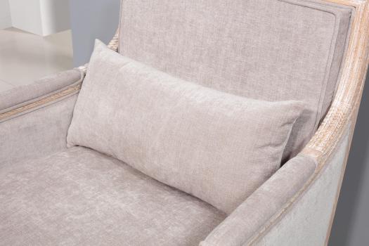 Sillón estilo Luis XVI de roble macizo con tejido Elastron Boston