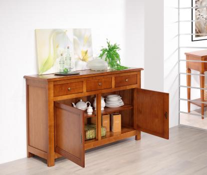 Aparador de 2 puertas Anne-Laure fabricado en madera de cerezo en estilo rústico Longitud 165 cm