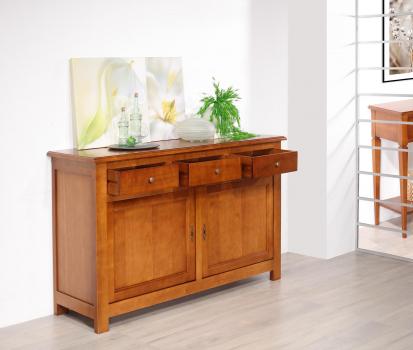 Aparador de 2 puertas Anne-Laure fabricado en madera de cerezo en estilo rústico Longitud 165 cm
