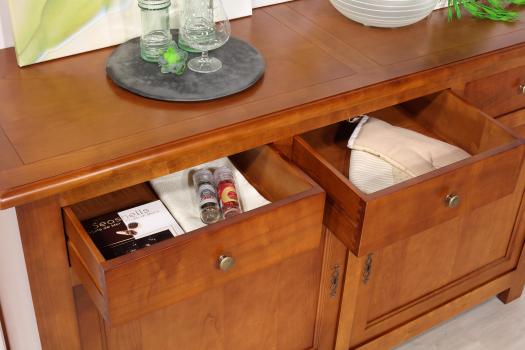 Aparador de 2 puertas Anne-Laure fabricado en madera de cerezo en estilo rústico Longitud 165 cm
