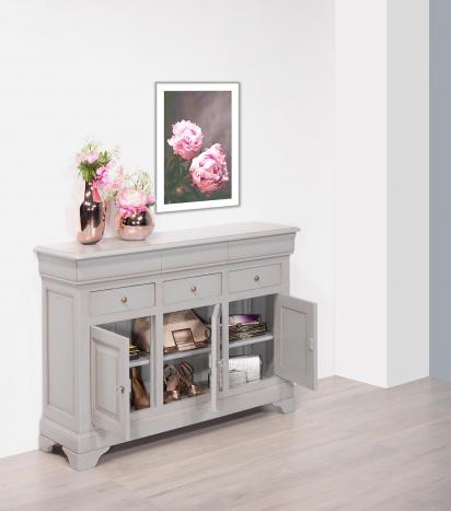 Aparador de 3 puertas  de madera maciza de cerezo en estilo Louis Philippe