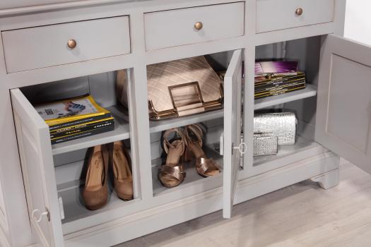 Aparador de 3 puertas  de madera maciza de cerezo en estilo Louis Philippe