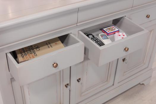Aparador de 3 puertas  de madera maciza de cerezo en estilo Louis Philippe