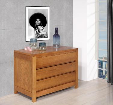Cómoda de 3 cajones de madera de cerezo de estilo contemporáneo 