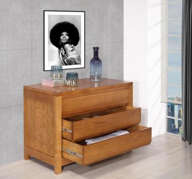 Cómoda de 3 cajones de madera de cerezo de estilo contemporáneo 