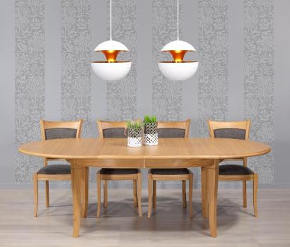Mesa ovalada 160*120 de Roble macizo de estilo Louis Philippe con 2 extensiones de 40 cm
