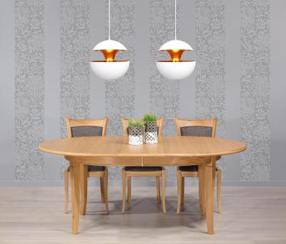 Mesa ovalada 160*120 de Roble macizo de estilo Louis Philippe con 2 extensiones de 40 cm