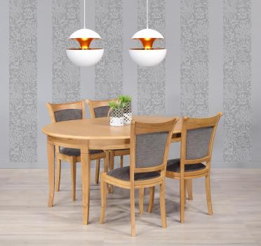 Mesa ovalada 160*120 de Roble macizo de estilo Louis Philippe con 2 extensiones de 40 cm