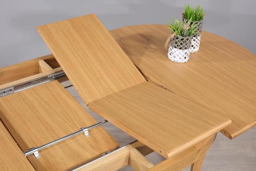 Mesa ovalada 160*120 de Roble macizo de estilo Louis Philippe con 2 extensiones de 40 cm