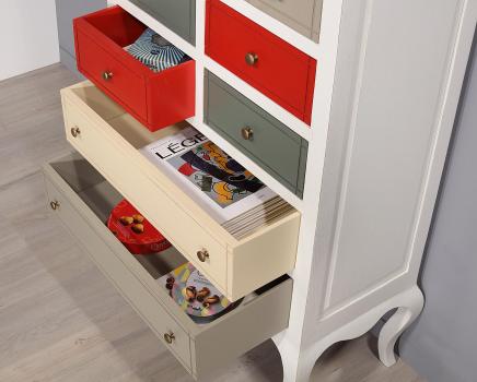Cómoda o mueble recibidor Flora, en cerezo y castaño multicolor