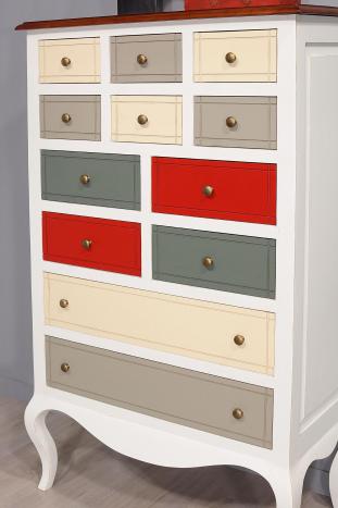 Cómoda o mueble recibidor Flora, en cerezo y castaño multicolor