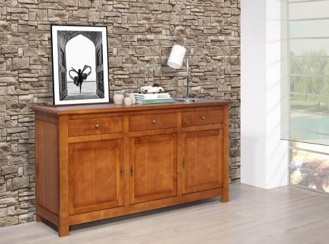 Aparador de 3 puertas de madera de cerezo de estilo rústico 