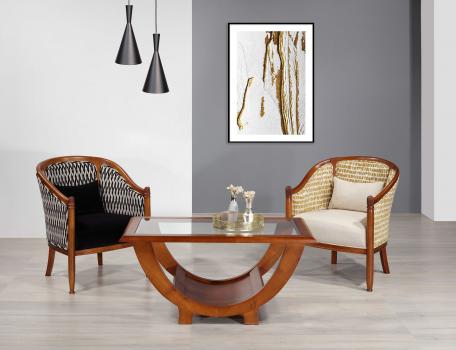 Mesa de centro Nicolas de madera maciza de cerezo, estilo contemporáneo