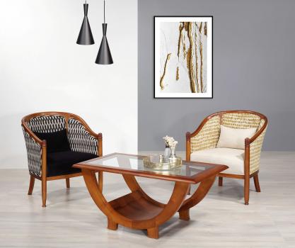 Mesa de centro Nicolas de madera maciza de cerezo, estilo contemporáneo