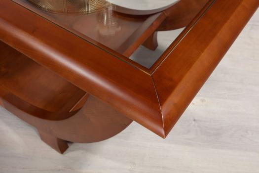 Mesa de centro Nicolas de madera maciza de cerezo, estilo contemporáneo