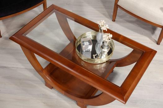 Mesa de centro Nicolas de madera maciza de cerezo, estilo contemporáneo