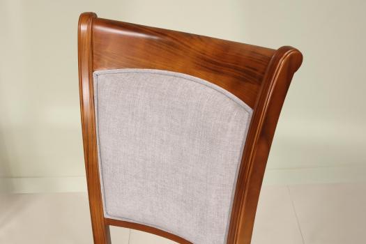 Silla Pauline de madera maciza de cerezo estilo Louis Philippe Tejido Elastron Boston GRIS CLARO