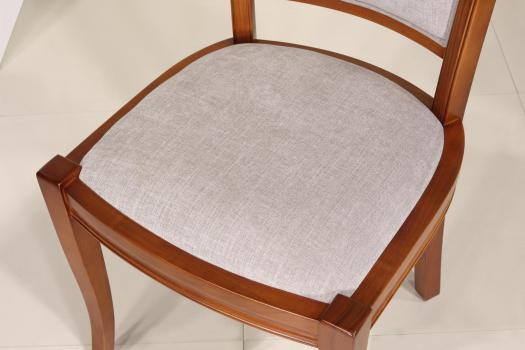 Silla Pauline de madera maciza de cerezo estilo Louis Philippe Tejido Elastron Boston GRIS CLARO