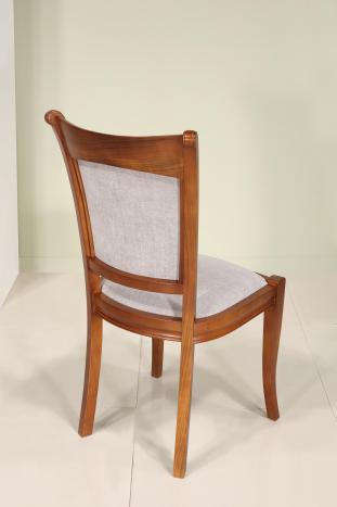 Silla Pauline de madera maciza de cerezo estilo Louis Philippe Tejido Elastron Boston GRIS CLARO