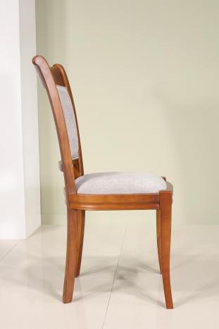 Silla Pauline de madera maciza de cerezo estilo Louis Philippe Tejido Elastron Boston GRIS CLARO