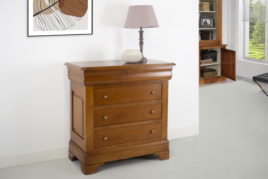 Cómoda de 4 cajones en madera maciza de cerezo estilo Louis Philippe 