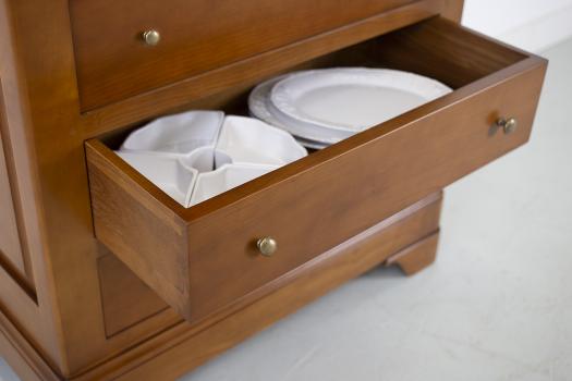 Cómoda de 4 cajones en madera maciza de cerezo estilo Louis Philippe 