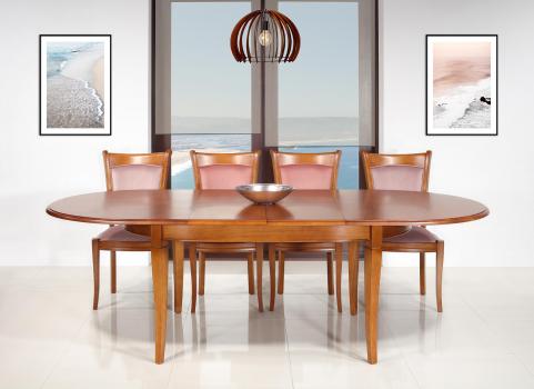 Mesa ovalada Constance de madera maciza de Cerezo de estilo Louis Philippe 