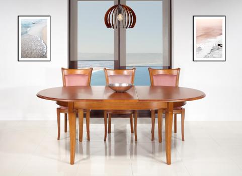 Mesa ovalada Constance de madera maciza de Cerezo de estilo Louis Philippe 