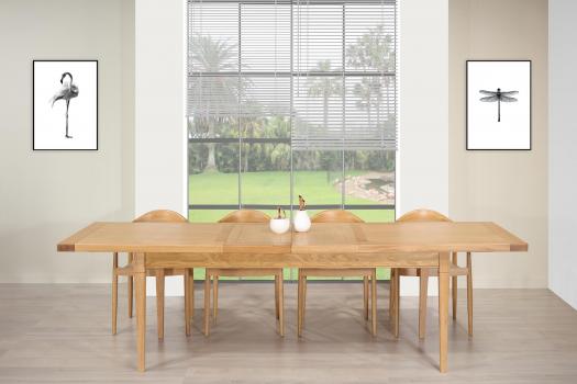 Mesa rectangular Francois, de roble macizo 180*90 + 2 extensiones de 45 cm