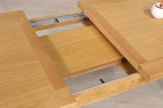Mesa rectangular Francois, de roble macizo 180*90 + 2 extensiones de 45 cm