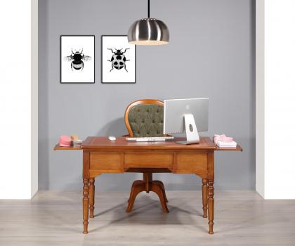 Escritorio de ministro Roble estilo Louis Philippe 1/2 Acabado roble medio Jean-Charles