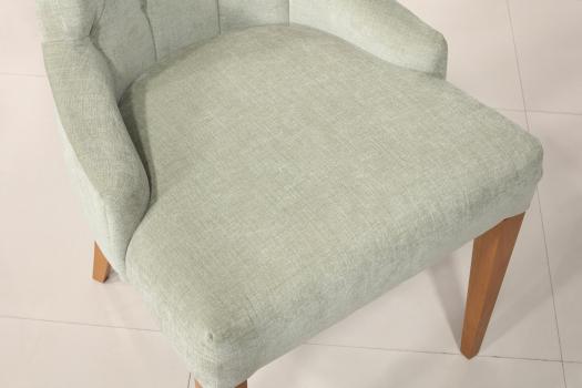 Silla de salón tapizada de 4 patas en madera maciza de cerezo 