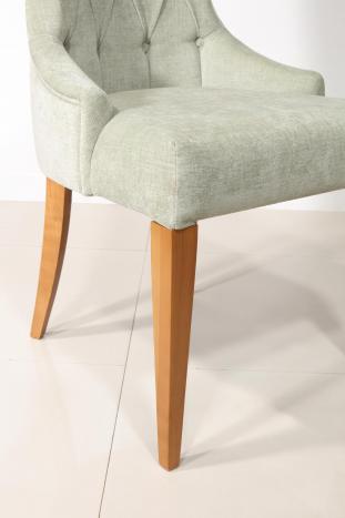 Silla de salón tapizada de 4 patas en madera maciza de cerezo 