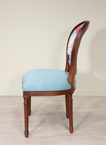 Silla Simón de roble macizo en estilo Luis XVI 