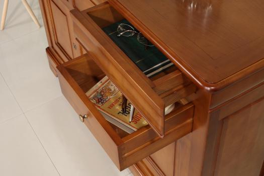 Aparador Camille de 3 puertas de madera maciza de cerezo de estilo Louis Philippe