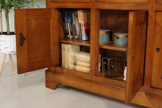 Aparador Camille de 3 puertas de madera maciza de cerezo de estilo Louis Philippe