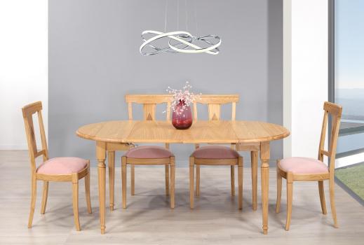 Mesa abatible redonda de roble macizo estilo Louis XVI d