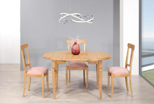 Mesa abatible redonda de roble macizo estilo Louis XVI d