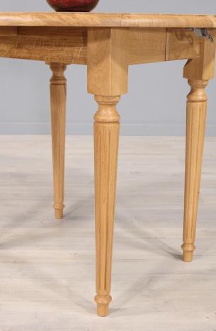 Mesa abatible redonda de roble macizo estilo Louis XVI d