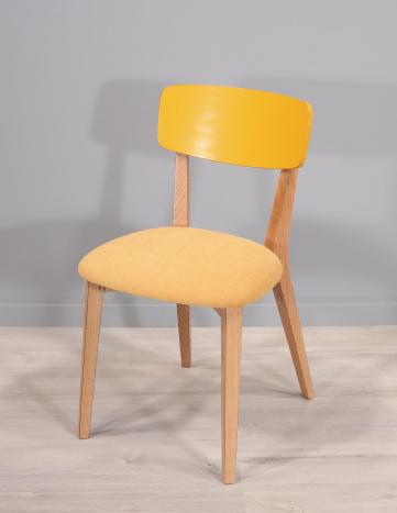 Silla contemporánea Amélie en fresno Asiento tapizado en tela
