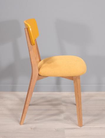 Silla contemporánea Amélie en fresno Asiento tapizado en tela
